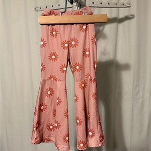 Floral Pink Kids Bell-Bottom Pants